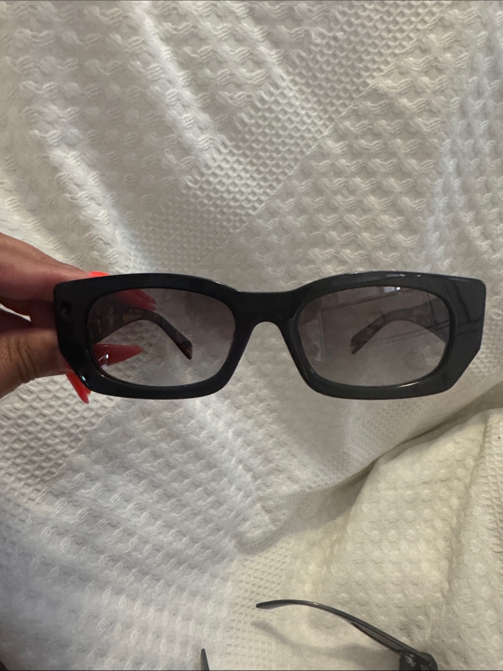 Prada Tortoiseshell Rectangular Sunglasses with Black Accents
